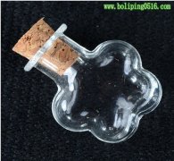 纯手工吹制玻璃瓶子 梅花形香水瓶 可做项链吊坠