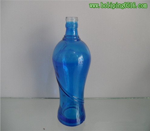 蓝色深加工玻璃瓶酒瓶 高档玻璃酒瓶 彩色玻璃酒瓶 玻璃酒瓶