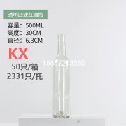 500ml透明凹波红酒瓶